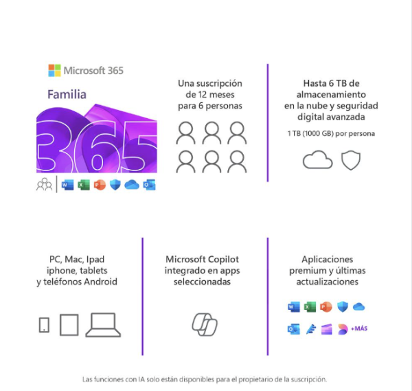 Microsoft Office 365 Family - Suscripción Original con Copilot IA - Imagen 3