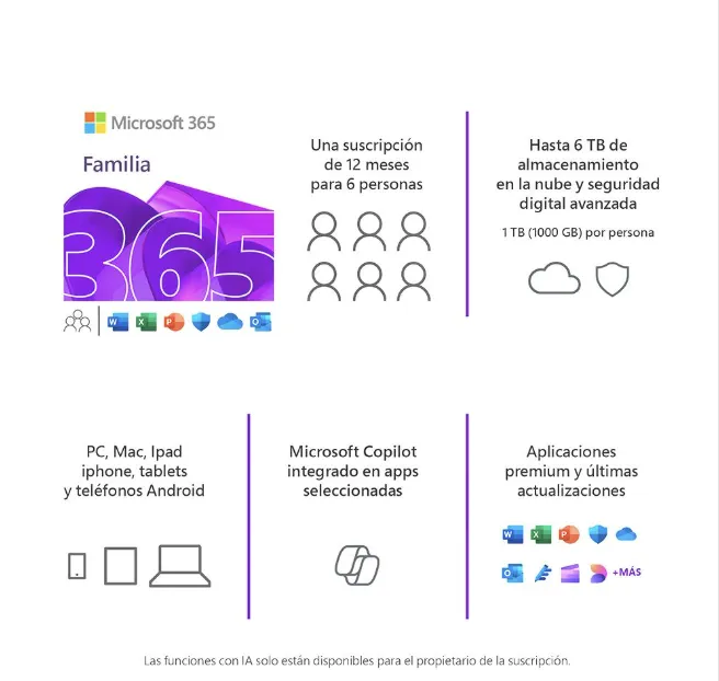 Microsoft Office 365 Family - Suscripción Original con Copilot IA - 30 equipos en total - Imagen 3