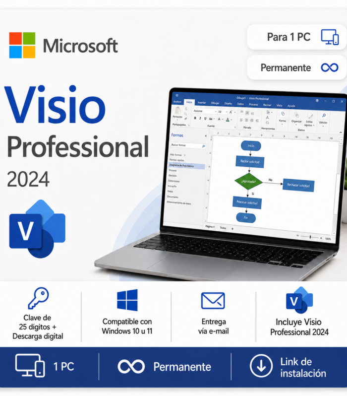 Microsoft Visio 2024 Original | Licencia Digital Profesional para Windows