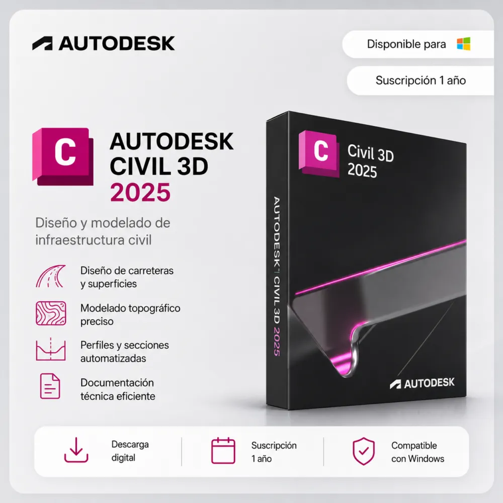Civil 3D 2025 – Suscripción 1 año | Multilenguaje | Garantía Total
