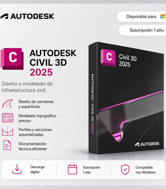 Civil 3D 2025 – Suscripción 1 año | Multilenguaje | Garantía Total