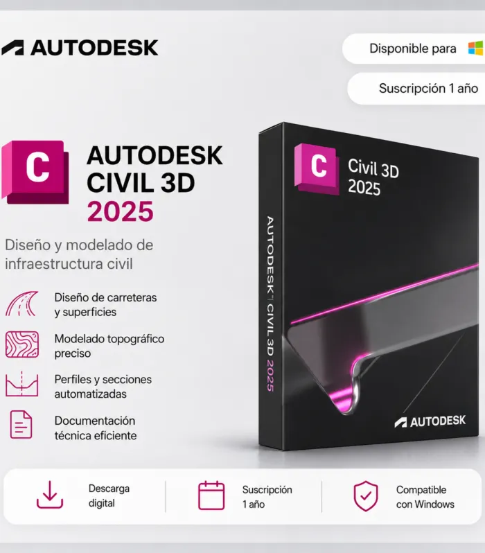 Civil 3D 2025 – Suscripción 1 año | Multilenguaje | Garantía Total