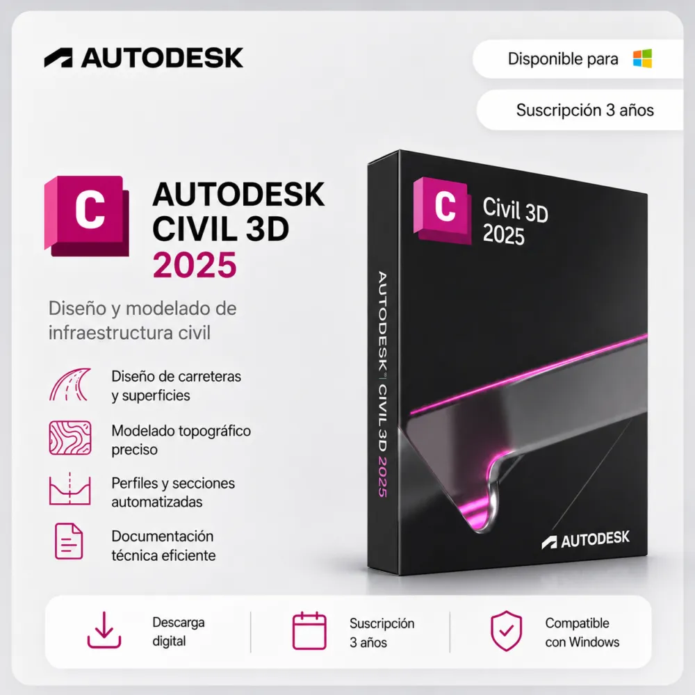 Civil 3D 2025 – Suscripción 3 años | Multilenguaje | Garantía Total