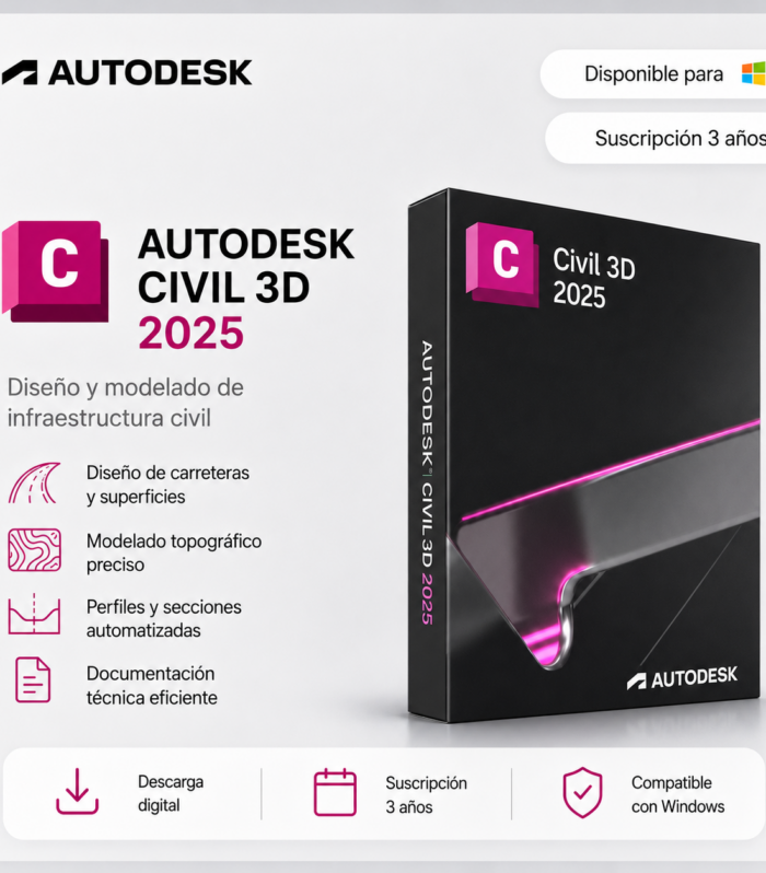 Civil 3D 2025 – Suscripción 3 años | Multilenguaje | Garantía Total