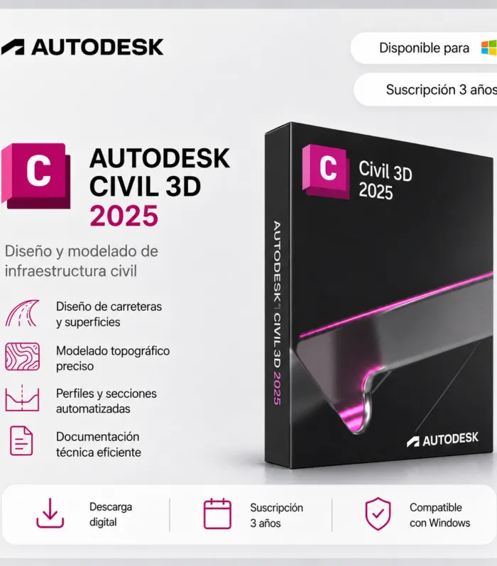 Civil 3D 2025 – Suscripción 3 años | Multilenguaje | Garantía Total