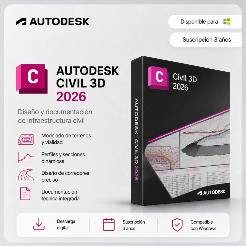 Civil 3D 2026 – Suscripción 3 años | Multilenguaje | Garantía Total