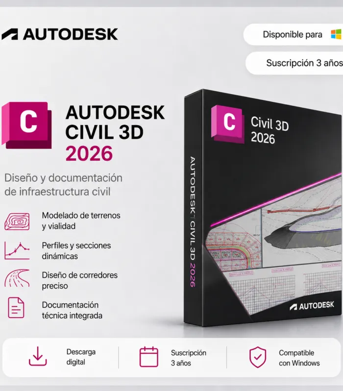 Civil 3D 2026 – Suscripción 3 años | Multilenguaje | Garantía Total