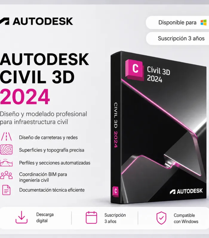Civil 3D 2024 – Suscripción 3 años | Multilenguaje | Garantía Total