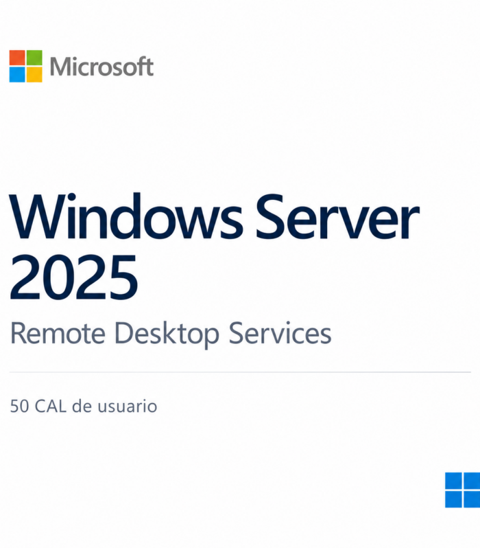 Windows Server 2025 RDS — 50 CAL de usuario
